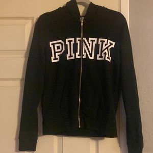 PINK black zip up hoodie